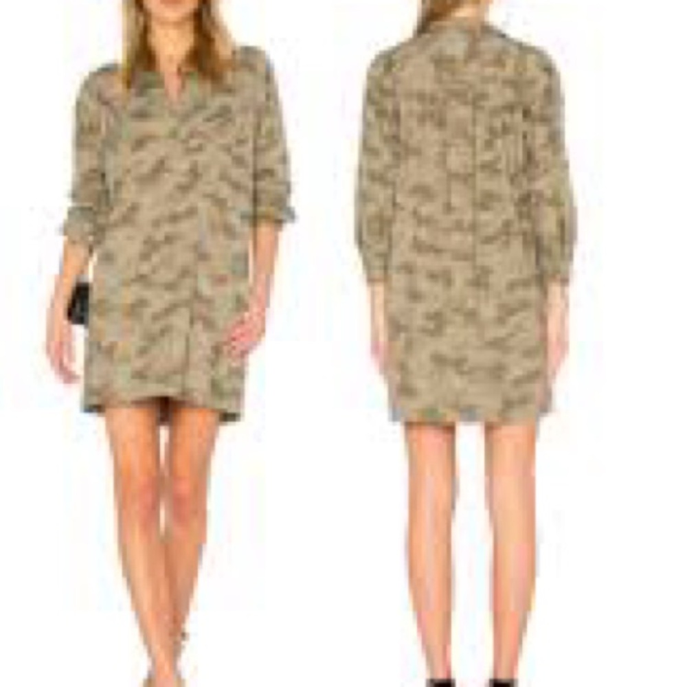 ATM Anthony Thomas Melillo Stretch Cotton Shirt Dress in Sage Camo - Size Small